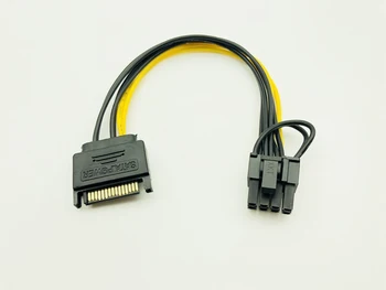 Single SATA 15pin-8pin (6 + 2) Kabel adaptera Powr 20 cm PCI-E SATA Kabel za Napajanje 15-pinski i 8-pinski kabel za майнинга BTC Miner