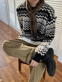 2021 Japanski klasicni etnički pulover okruglog izreza, džemper, novi zimski casual muške pletene džemper s uzorkom волнистым