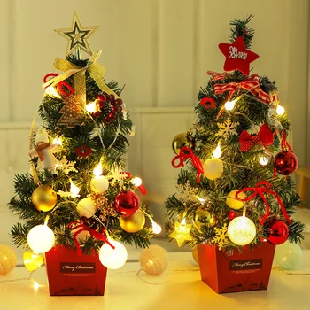 60 cm Stolni Božićno Drvce, Umjetno Mini-Božićni Bor i Ukrase Mini-Božićno Drvce Stol Ukras s pozadinskim Osvjetljenjem