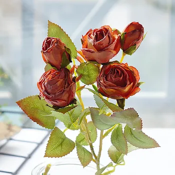 Jesen Jesen Luksuzni Osušeni mini ruže grančica s lišćem umjetna svila cvijeće indie soba dekor flores artificiales