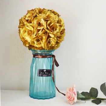 Novost, 10 kom/paket 20 cm, Super Elegantan Zlatna Svilene Ruže, Umjetni Cvijet Loptu Za Poljupce, Loptu Za Svadbene zurke, Uradi sam, Svadbena Dekoracija