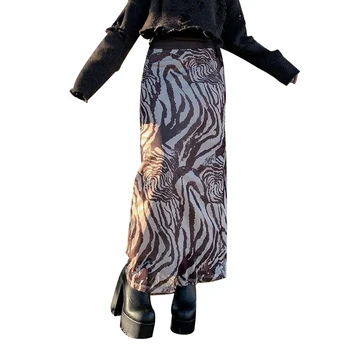 Ženska Ljetna Vintage Suknja s Nepravilnim po cijeloj površini, Individualnost, Nadvoji Pređa, Visoki struk, Приталенная Duga Suknja