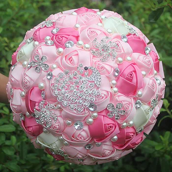 Vruće prodaju vjenčani buketi fushia + pink crystal za mladence za vjenčanje ukras