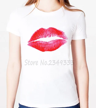 Ženska t-shirt S po cijeloj površini i ruž za usne, Modalna Svakodnevne Besplatne zabavne majice Za Dame, t-Shirt SH-75