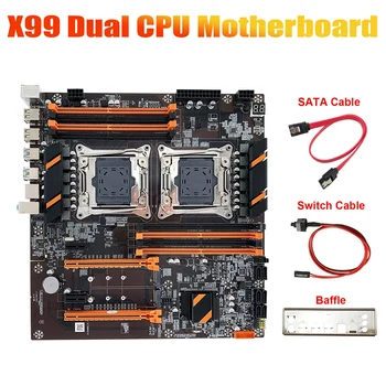 Matična ploča X99 s dvostrukim процессорным utor + SATA kabel + Kabel prekidača + Pregrada LGA 2011 DDR4 6XSATA 3.0 Podrška 2011-V3 Matična ploča s procesorom