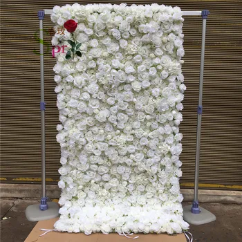 SPR Custom 3D Cvjetni Zid Boje bjelokosti Vjenčanje Umjetna Svilene Ruže Cvijet Zidni Panel Pozadina Umjetno Cvijeće Ukrasno Cvijeće Za