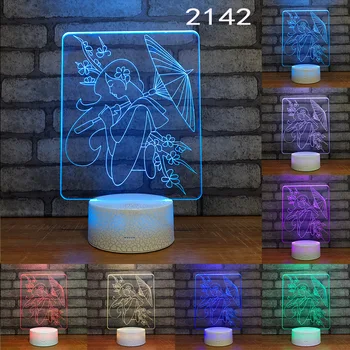 Akrilna led 3D Lampa Cherry blossoms Za Djevojčice, zaslon Osjetljiv na USB noćno svjetlo, USB Lampe, Dječje Lampa Za Spavanje, Rasvjeta, Dekor Za Spavaću sobu